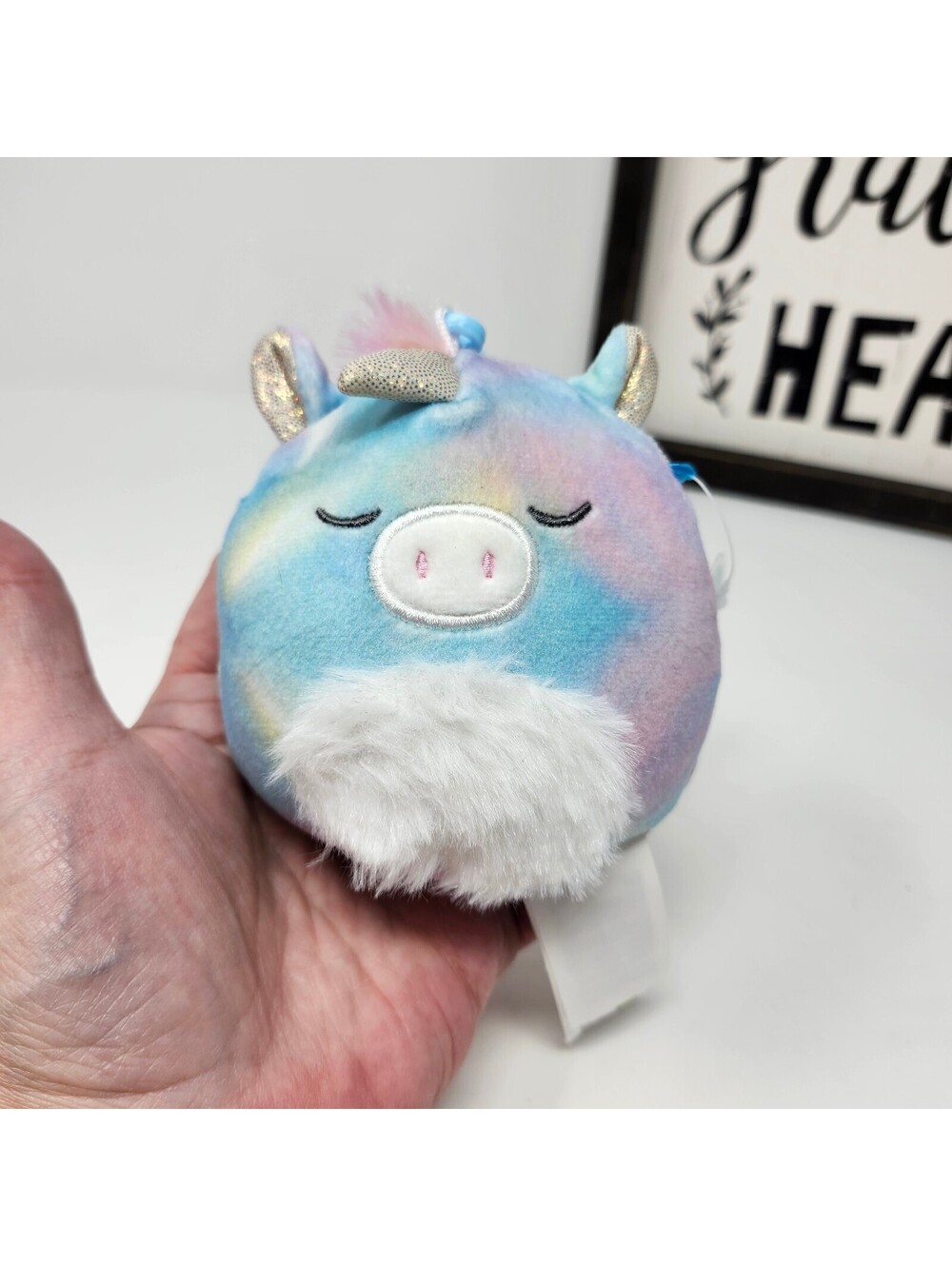 Squishmallows Rodina Unicorn 3.5" Clip On Plush #991 Pastel Rainbow w/ Tag